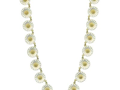 MARGUERIT COLLIER MED 17X18MM 24 KT FORGYLDT HVID EMALJE 50 CM 925 | Lund Copenhagen