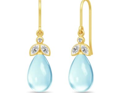 Calling Earrings Forgyldt Sky Blue Krystal | Julie Sandlau
