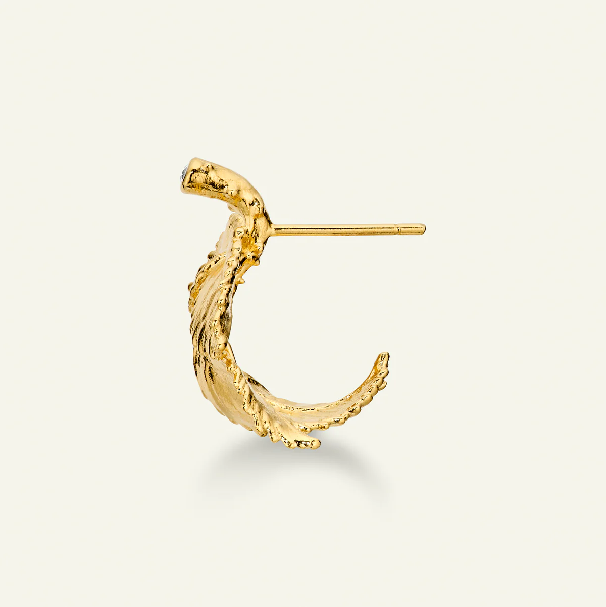 Rosenblad hoop øreringe med diamant | Flora Danica - Billede 4